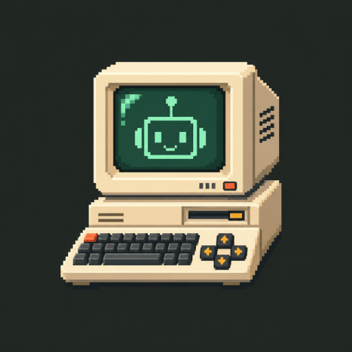 Retro-Computer mit Roboter